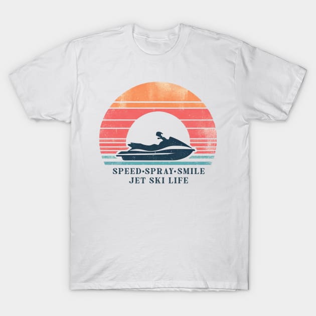 Retro Jet Ski Sunset - Watersports Enthusiast Tee T-Shirt by Kicosh